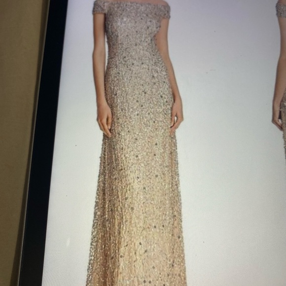 Adrianna Papell gold/champagne sequined gown, size 6P - Picture 2 of 6